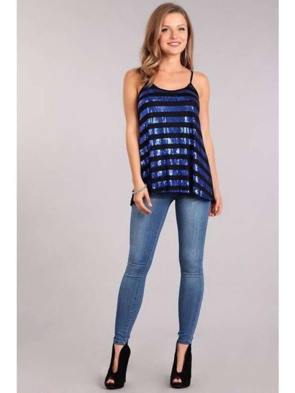 Chris & Carol Apparel - Open Back Sequin Tank Small